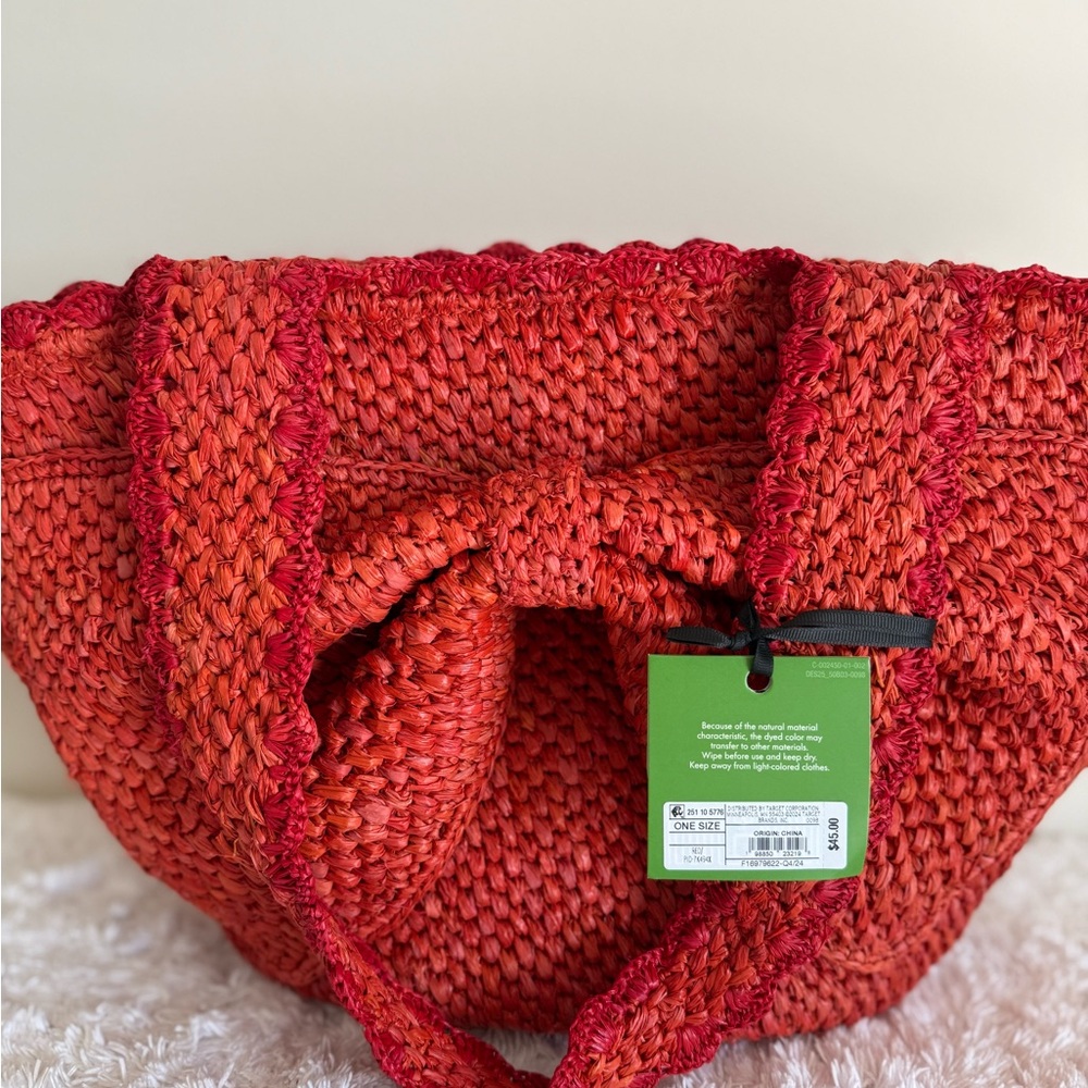 Kate Spade x Target Red Raffia Bow Tote Bag - Picture 4 of 8